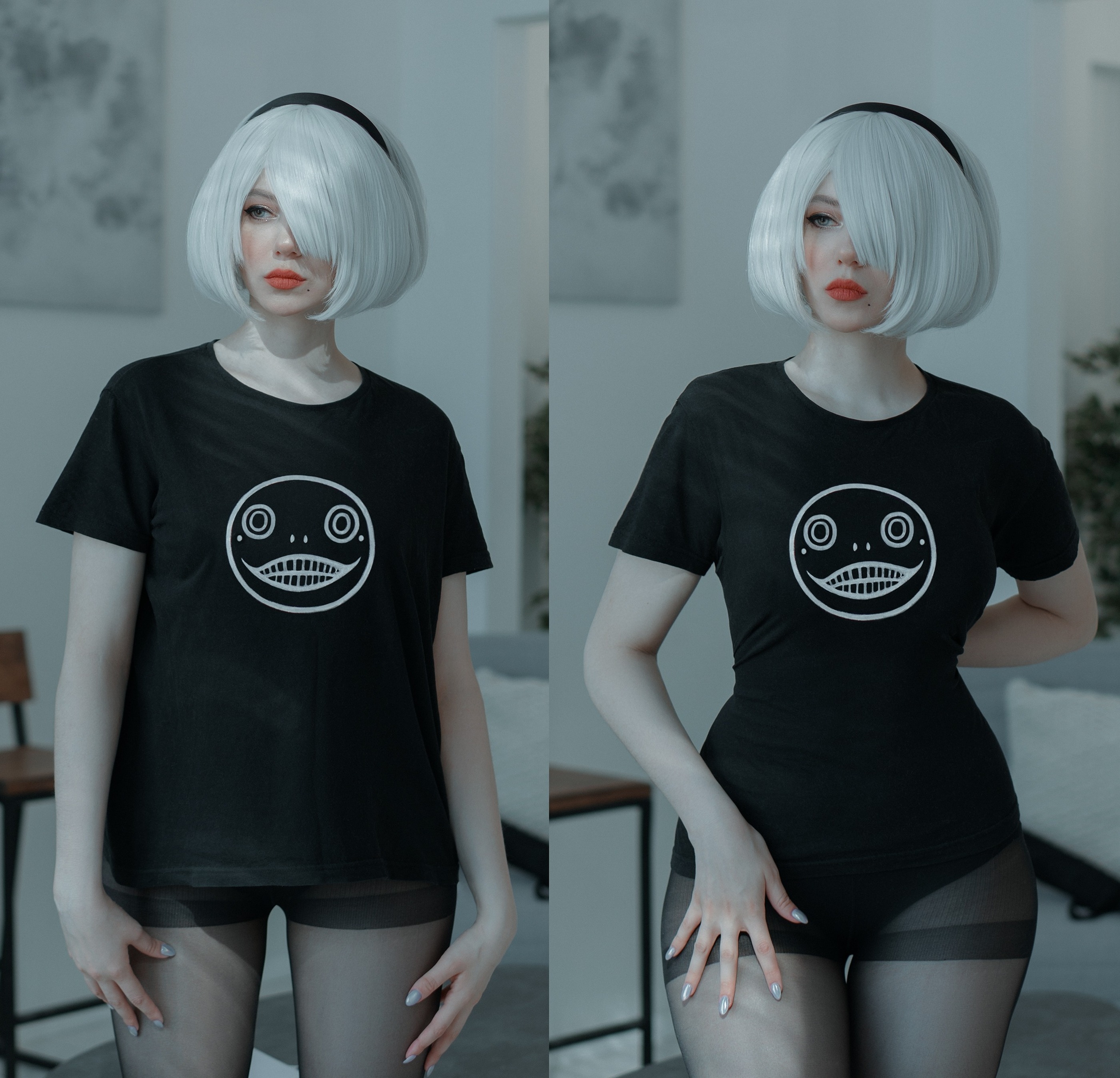 图片[1]-Alina Becker – NO.007 NieR Automata. 2B black lingerie short hair[42P]-XikXak